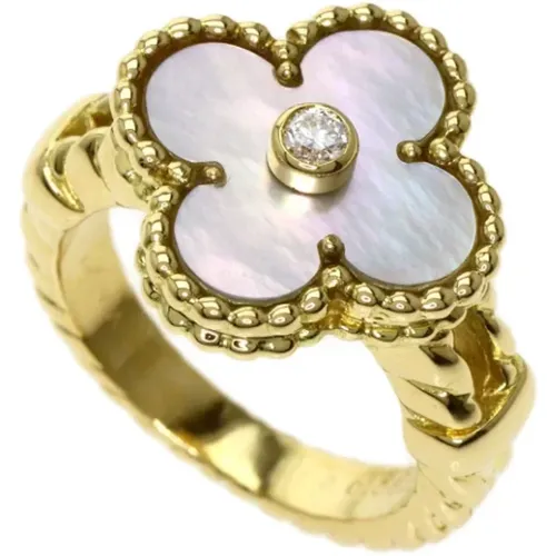 Pre-owned Alhambra Shell Diamond Ring , female, Sizes: ONE SIZE - Van Cleef & Arpels Pre-owned - Modalova