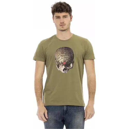 Grünes Baumwoll-T-Shirt für Männer , Herren, Größe: 2XL - Trussardi - Modalova