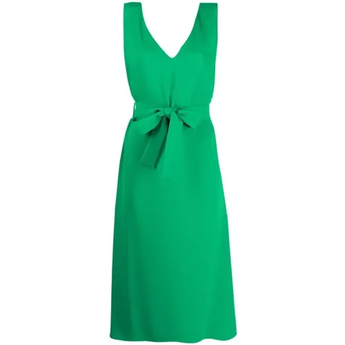 Grünes Tie-Front Ärmelloses Midi-Kleid , Damen, Größe: L - P.a.r.o.s.h. - Modalova