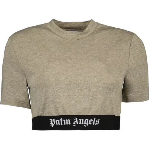Kurzarm Crop T-Shirt , Damen, Größe: S - Palm Angels - Modalova