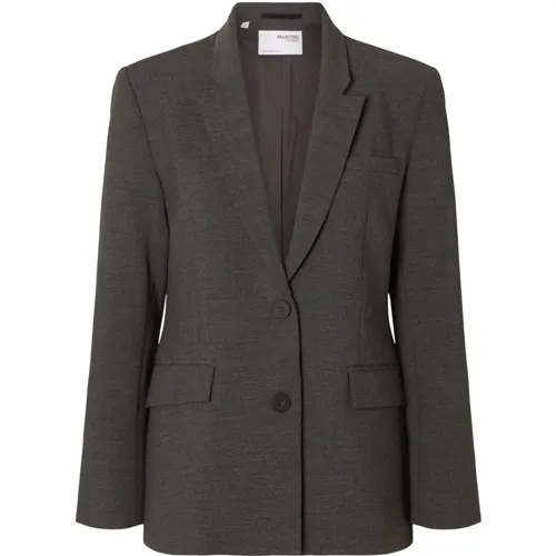 Classic Blazer in Dark Grey Melange , female, Sizes: S, XS, M, L - Selected Femme - Modalova