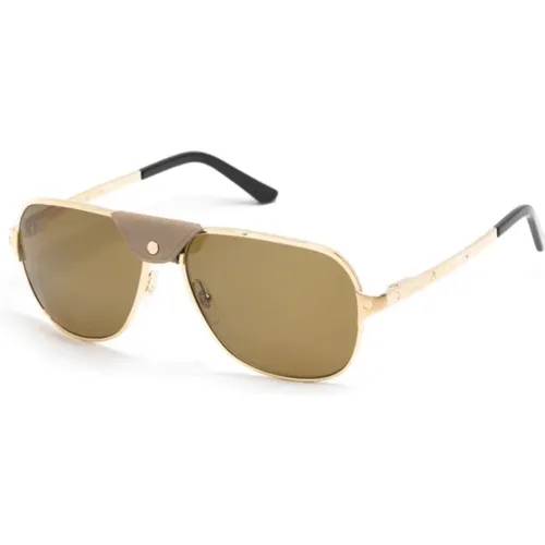 Gold Sunglasses with Accessories , male, Sizes: 60 MM - Cartier - Modalova
