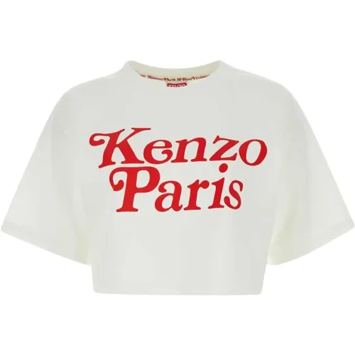 Weiße Baumwoll-T-Shirt , Damen, Größe: M - Kenzo - Modalova