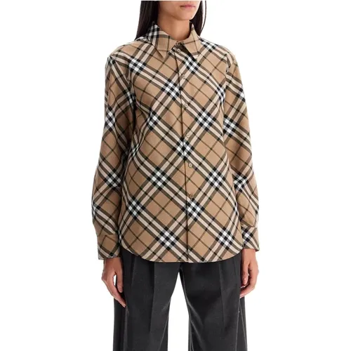 Classic Wool Blend Oxford Shirt , female, Sizes: 3XS - Burberry - Modalova