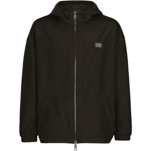 Nylon hooded jacket , male, Sizes: XL, L - Dolce & Gabbana - Modalova