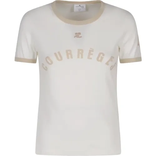 Contrast Printed T-Shirt , female, Sizes: S, L - Courrèges - Modalova