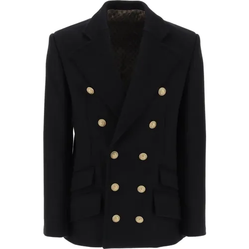 Double Breasted Wool Peacoat , male, Sizes: M - Balmain - Modalova