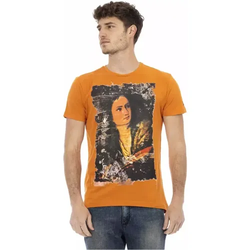 Herren T-Shirt aus orangefarbener Baumwolle , Herren, Größe: L - Trussardi - Modalova