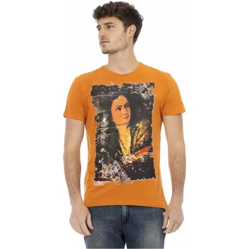 Herren T-Shirt aus orangefarbener Baumwolle , Herren, Größe: M - Trussardi - Modalova