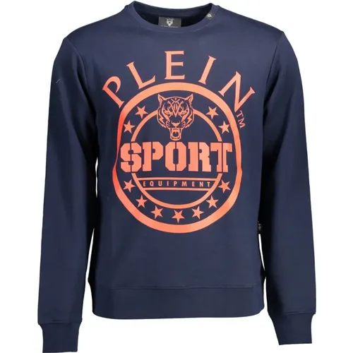 Blauer Baumwollpullover mit Druck , Herren, Größe: S - Plein Sport - Modalova