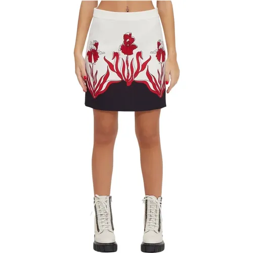 Floral Detail Mini Skirt , female, Sizes: XS, S - Moschino - Modalova