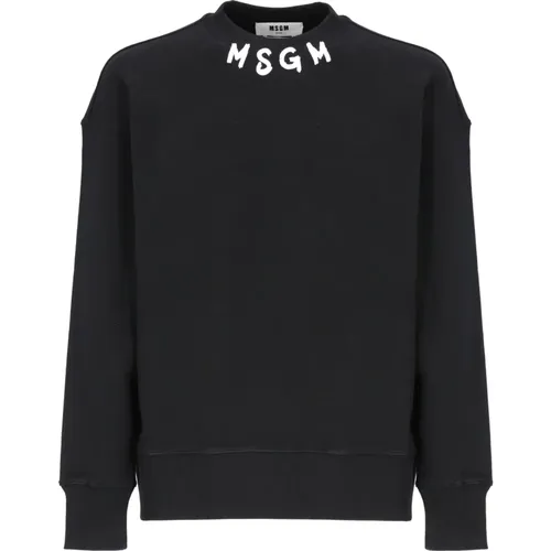 Schwarzer Baumwoll-Sweatshirt mit Logo , Herren, Größe: M - MSGM - Modalova