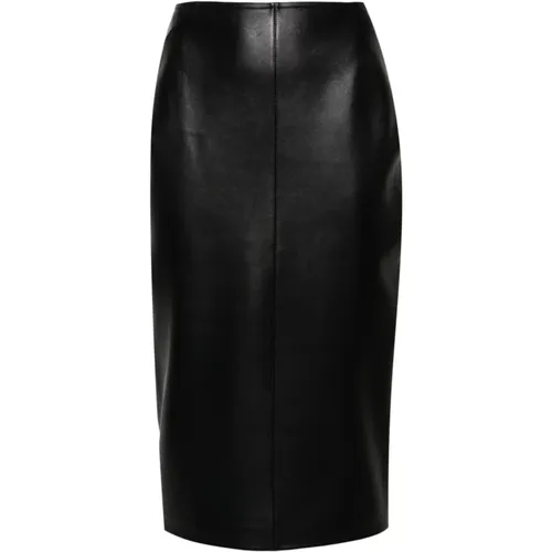 Leather Pencil Midi Skirt , female, Sizes: M, S - Alaïa - Modalova