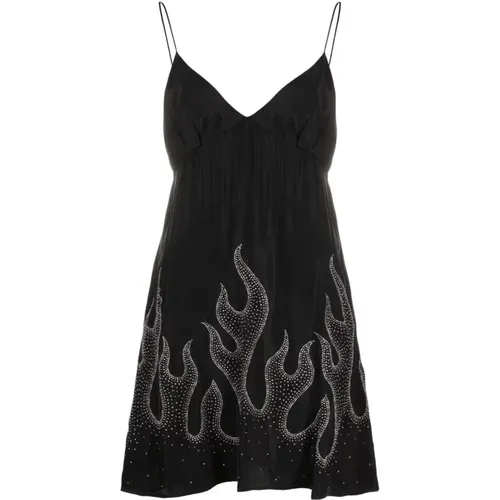 Flame-Print Mini Dress , female, Sizes: M, S - Palm Angels - Modalova