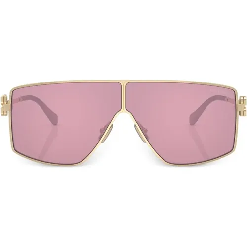 Goldene Sonnenbrille mit Original-Etui , Damen, Größe: 69 MM - Miu Miu - Modalova