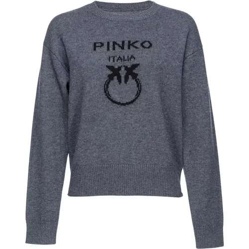 Logo Trikot in Grau und Schwarz , Damen, Größe: XS - pinko - Modalova