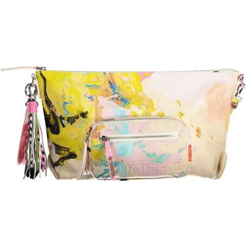 Chic White Shoulder Bag with Contrasting Details , female, Sizes: ONE SIZE - Desigual - Modalova