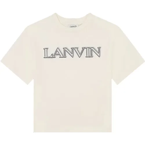 Kurzarm T-Shirt mit gesticktem Logo - Lanvin - Modalova