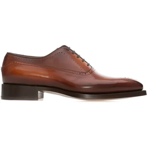 Classic Oxford Shoes in Black Leather , male, Sizes: 9 UK, 8 UK - Santoni - Modalova