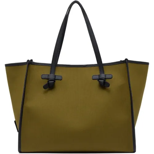 Canvas-Einkaufstasche mit Lederelementen,MARCELLA O Schultertasche,MARCELLA O Handtasche Schwarz Leder,MARCELLA O Handtasche - Gianni Chiarini - Modalova