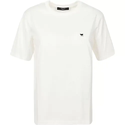 Baumwoll-Basic T-Shirt mit Logo , Damen, Größe: M - Max Mara Weekend - Modalova
