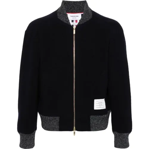 Wool Fleece Coat RWB Stripe , male, Sizes: M, XL, L - Thom Browne - Modalova