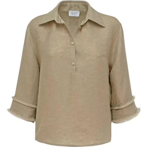 Linen Shirt with 3/4 Sleeves , female, Sizes: S - MVP wardrobe - Modalova