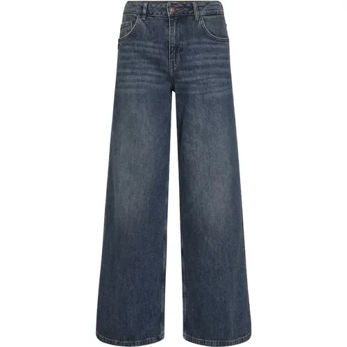 Vintage Wash Wide Leg Jeans Blau , Damen, Größe: W29 - MOS MOSH - Modalova