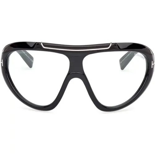 Elegante schwarze Sonnenbrille mit hellgrünen Gläsern , Herren, Größe: ONE Size - Tom Ford - Modalova