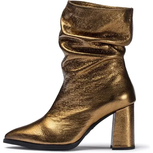 Gerüschte Knöchelstiefel Salma Gold - Größe: 35, Farbe: Metallic , Damen, Größe: 35 EU - Wonders - Modalova