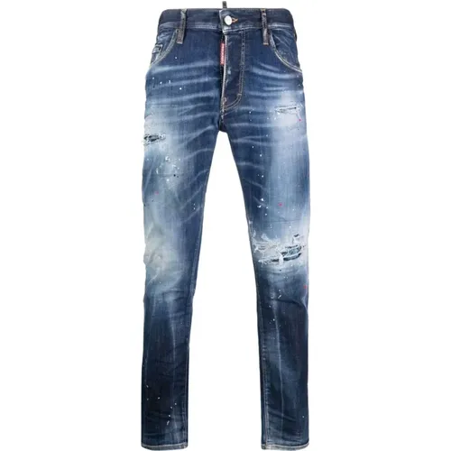 Slim-Cut Distressed Jeans , male, Sizes: L, 4XL, S, M - Dsquared2 - Modalova