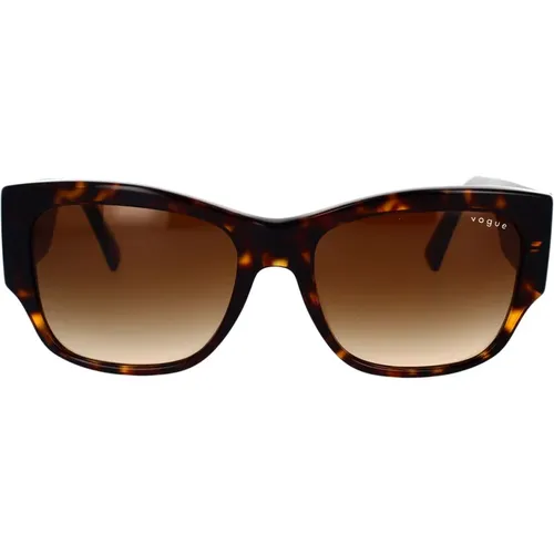 Square Sunglasses in Dark Havana with Gradient Lenses , female, Sizes: 54 MM - Vogue - Modalova