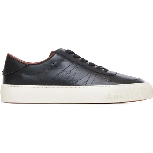 Schwarze Leder Low-Top Sneakers , Herren, Größe: 40 EU - Moncler - Modalova