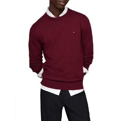 Cotton Crewneck Sweater Bordeaux , male, Sizes: 2XL, XL, M, L - Tommy Hilfiger - Modalova