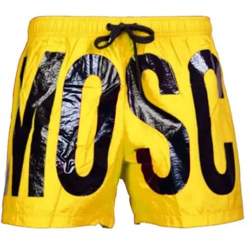 Gelbe Badeshorts mit bedrucktem Logo - Moschino - Modalova