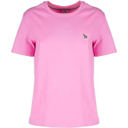 Rosa Zebra Logo T-Shirt , Damen, Größe: L - PS By Paul Smith - Modalova
