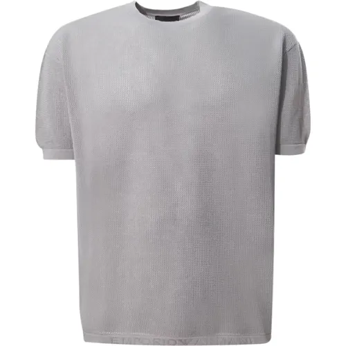 Grey Micro-Perforated Sweater with Logo , male, Sizes: S - Emporio Armani - Modalova