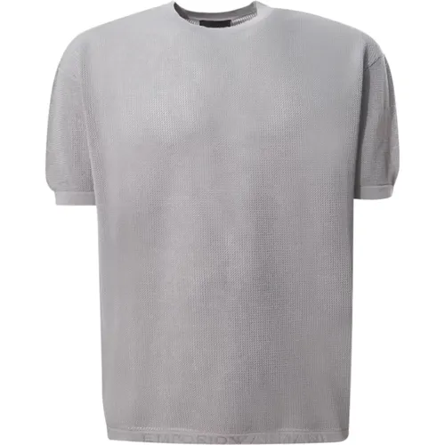 Grey Micro-Perforated Sweater with Logo , male, Sizes: XL, S, L, M - Emporio Armani - Modalova
