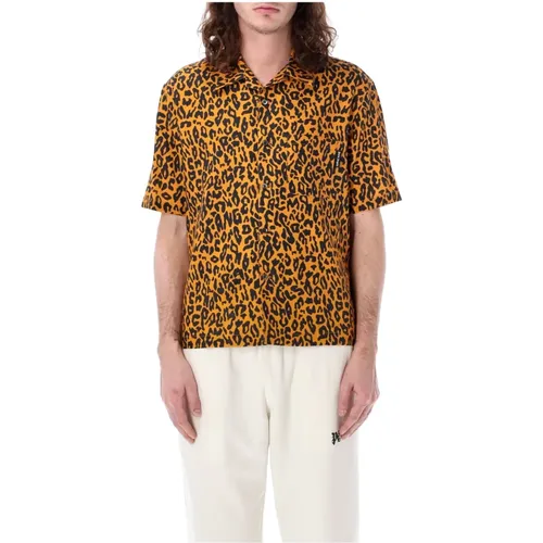 Cheetah Bowling Shirt , male, Sizes: XL, L, M - Palm Angels - Modalova