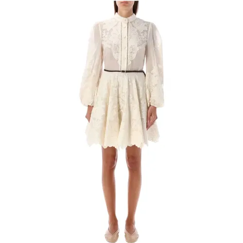 Cremefarbenes Spitzen Mini-Kleid Aw24 - Zimmermann - Modalova