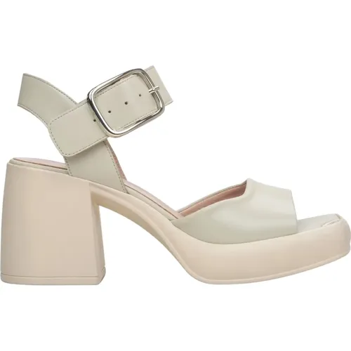 Damen Beige & Graue Leder-Sandaletten mit Absatz Er00115156 , Damen, Größe: 37 EU - Estro - Modalova