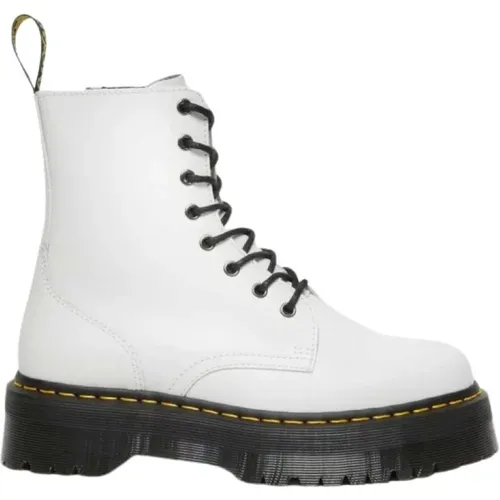 Weiße Polierte Glänzende Plateau-Stiefel , Damen, Größe: 36 EU - Dr. Martens - Modalova