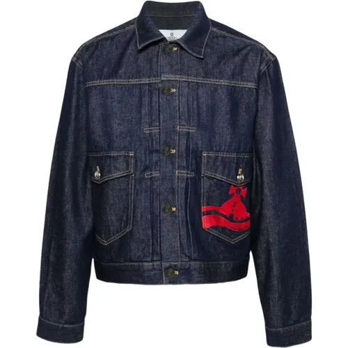 Blaue Denim Mantel mit Orb Logo , Herren, Größe: S - Vivienne Westwood - Modalova