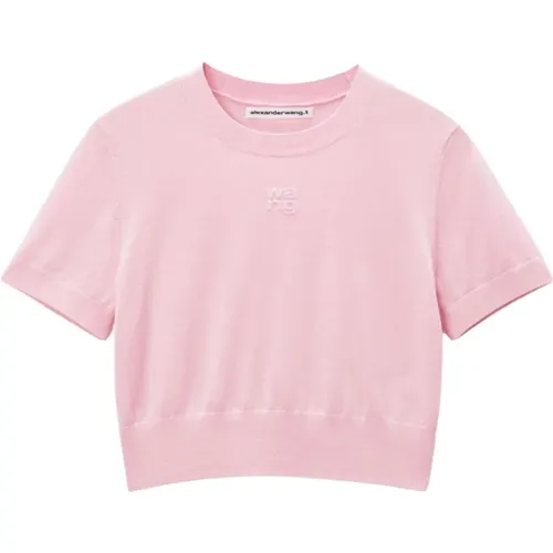 Rosa Wolle Logo T-shirts Polos - alexander wang - Modalova