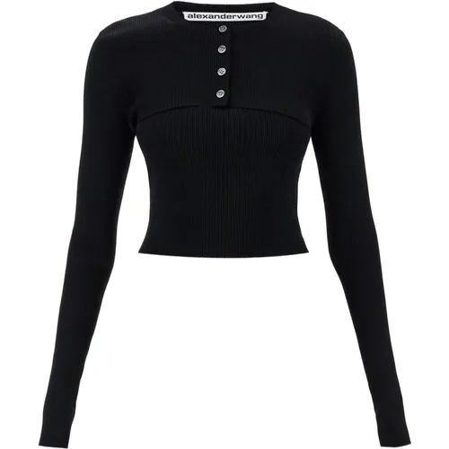 Geripptes Twinset Cardigan und Top , Damen, Größe: L - alexander wang - Modalova