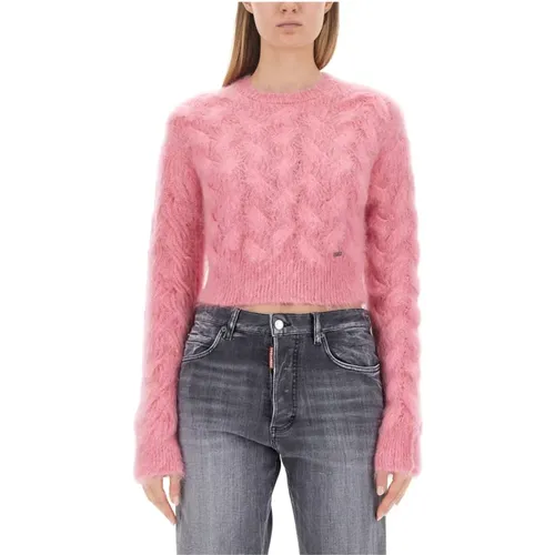 Mohair Cropped Shirt Hergestellt in Italien , Damen, Größe: S - Dsquared2 - Modalova