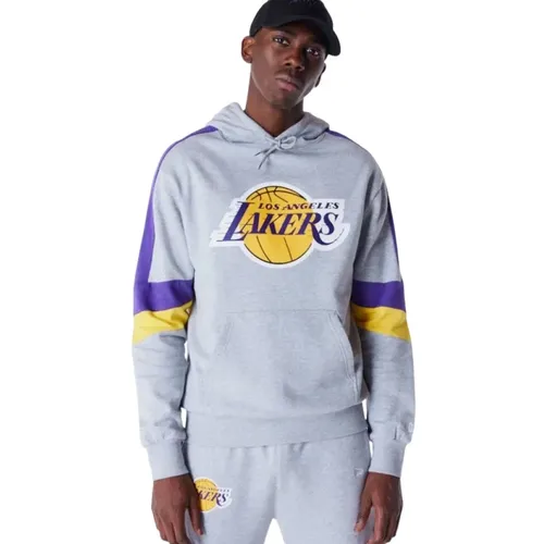 Lakers Grauer Hoodie Farbblock , Herren, Größe: M - new era - Modalova