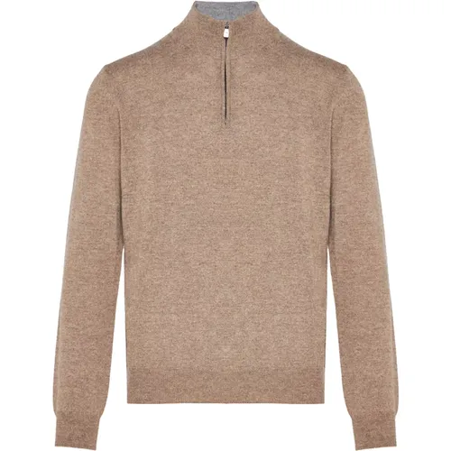 Luxuriöser Wolle-Kaschmir Half-Zip Pullover , Herren, Größe: 3XL - Corneliani - Modalova