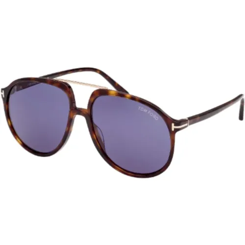 Blue Lens Havana Sunglasses , male, Sizes: 58 MM - Tom Ford - Modalova