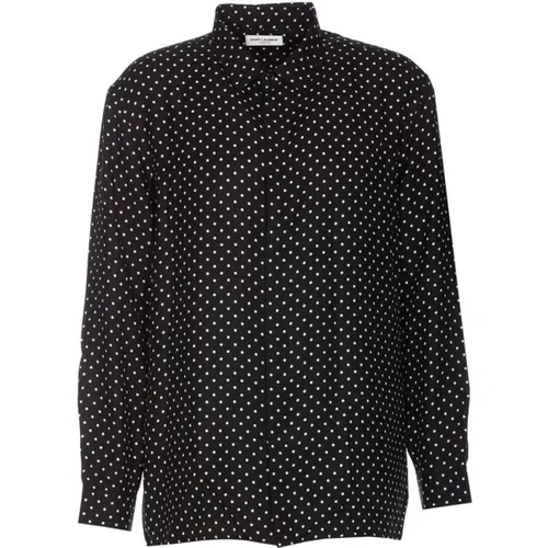 Silk Shirt Elegant Polka Dots , male, Sizes: L, 2XL - Saint Laurent - Modalova